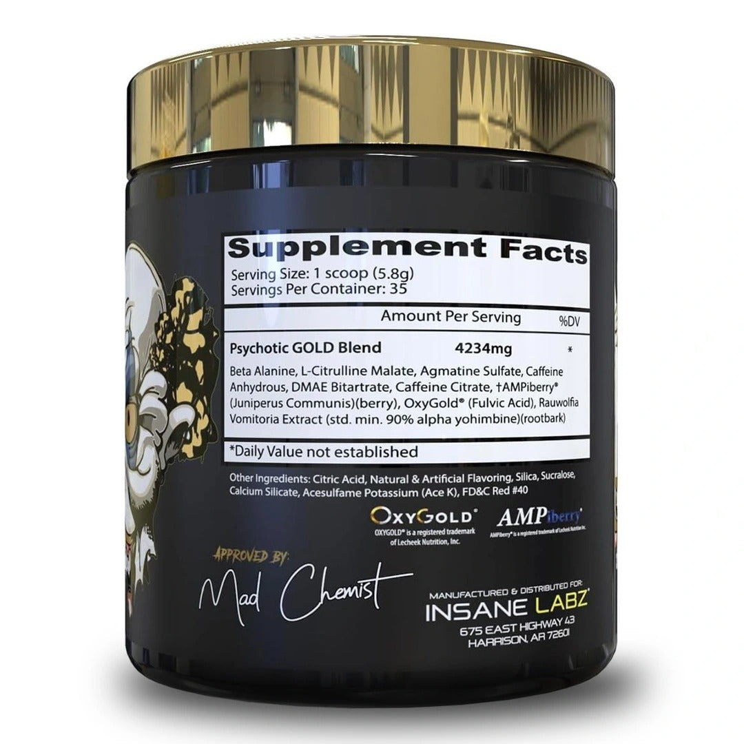 PREENTRENO PSYCHOTIC GOLD INSANE LABZ + SHAKER DE REGALO