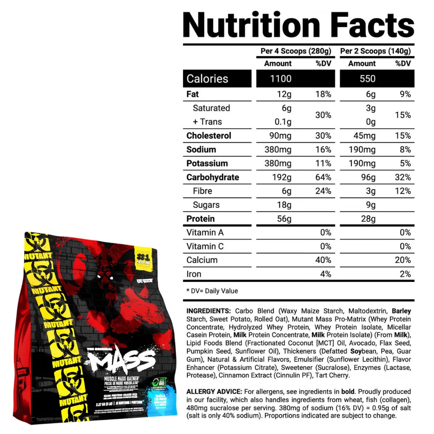 MUTANT MASS 2KG + SHAKER DE REGALO Y PORTAPROTEINA